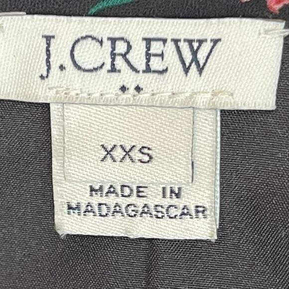 J Crew Black Red Bold Floral Print Ruffle Cottage Dress NWOT Sie XXS - Picture 9 of 12